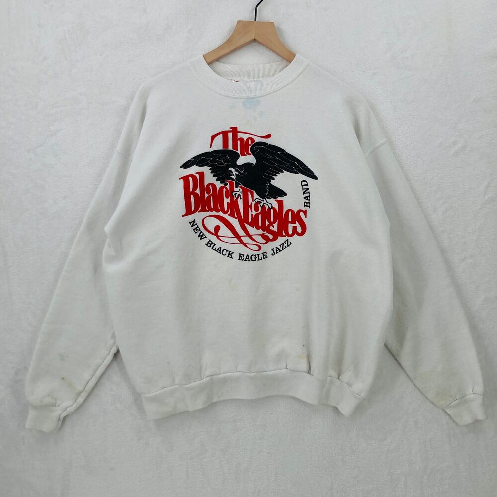 Vintage The New Black Eagle Jazz Band Sweatshirt Adult XL Distressed Crew Neck